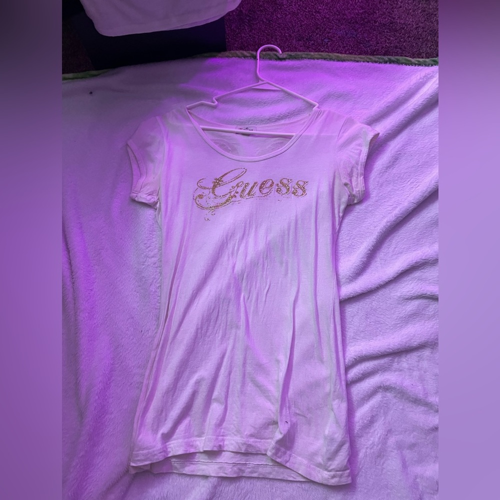 Y2K Guess gold wing white t shirt size large